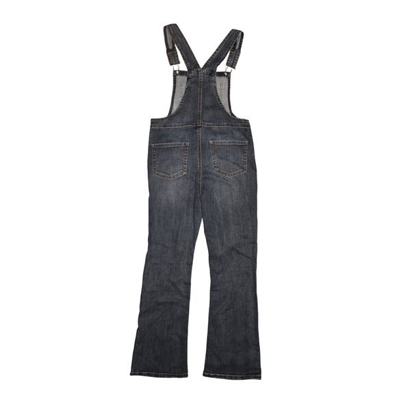 HIPPIE GIRL NEW $40 Flare Leg Denim Overalls Dark Wash Adjustable Girl's 8 - Picture 2 of 4